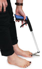 Pistol grip toe nail clipper in use at persons toes