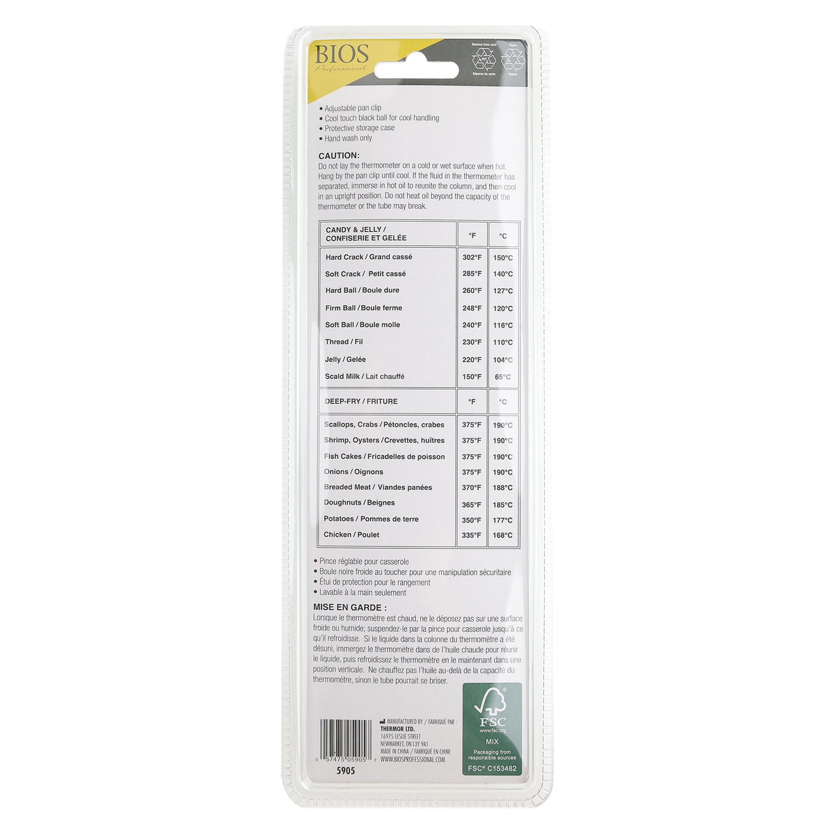 Candy / Deep Fry Thermometer Packaging back