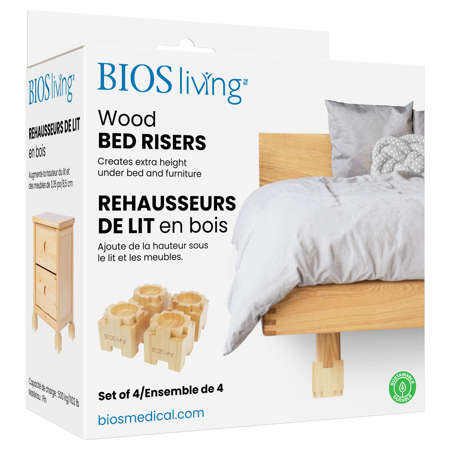 Wood Bed Risers (set of 4)