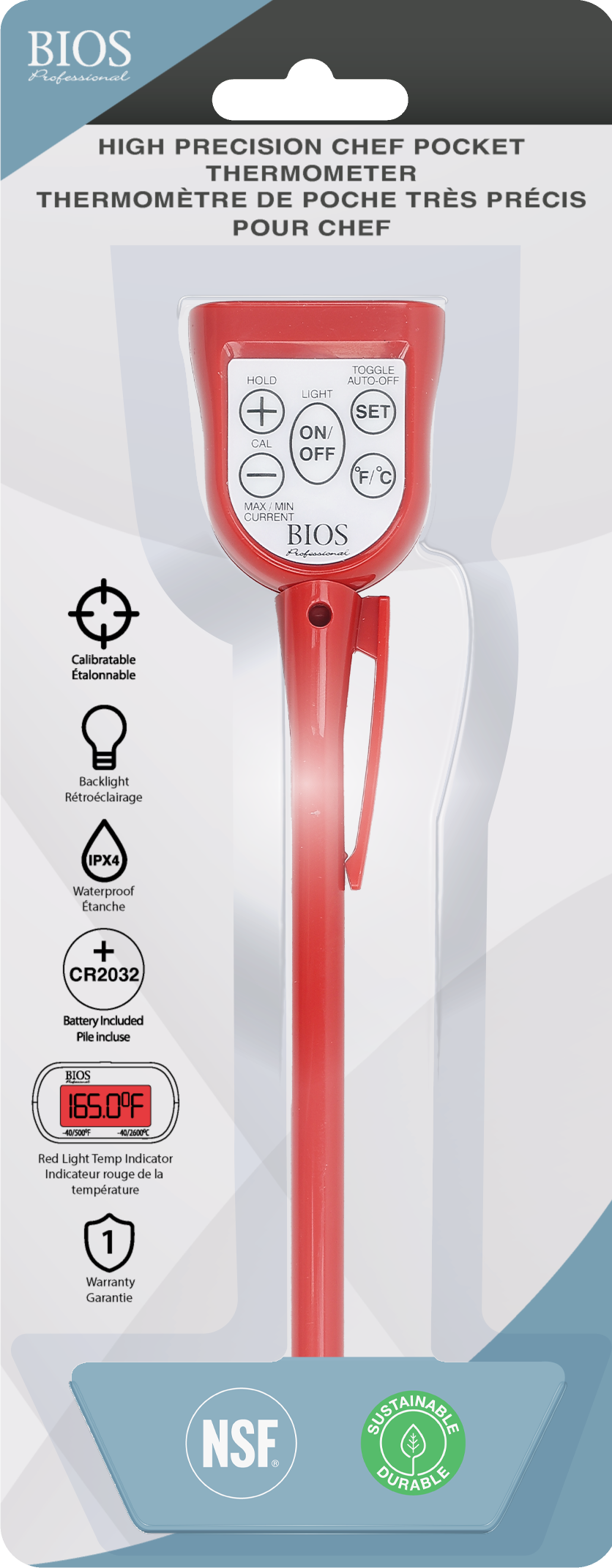 Chef Pocket Thermometer - Red in packaging