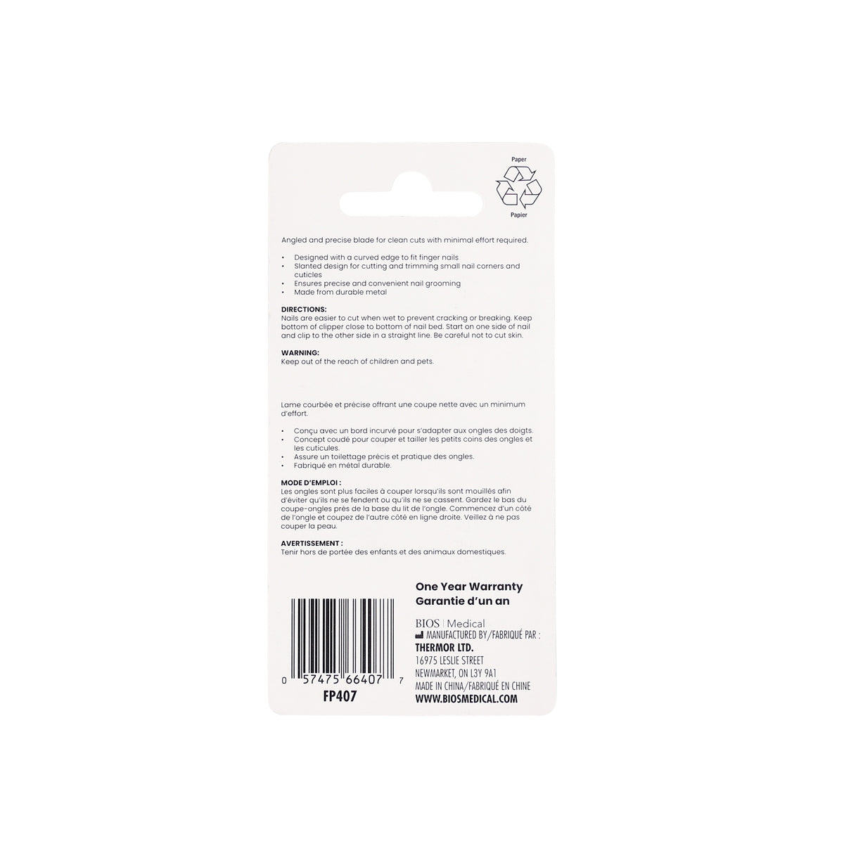 Angled Nail Clipper package back