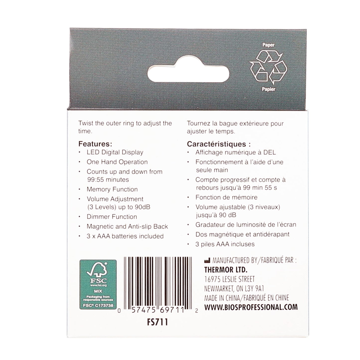 ROTARY KITCHEN TIMER packaging back