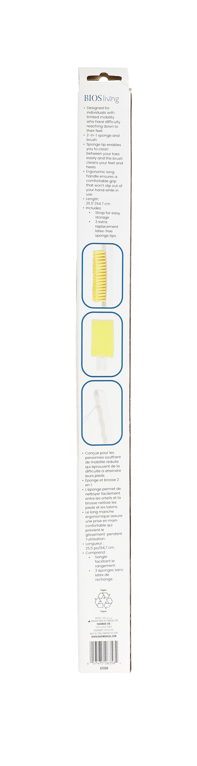Long Handled Foot Sponge & Brush Packaging back