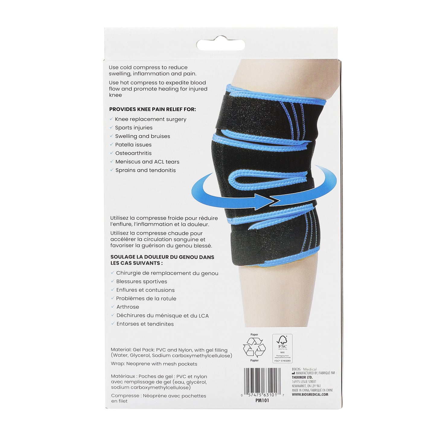 Knee Cold & Hot Wrap package back