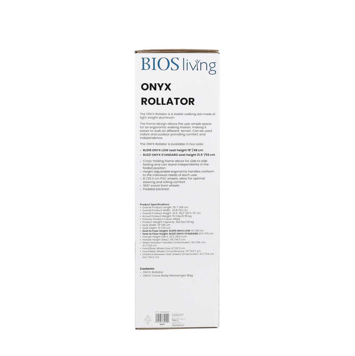 ONYX Rollator Packaging side 1