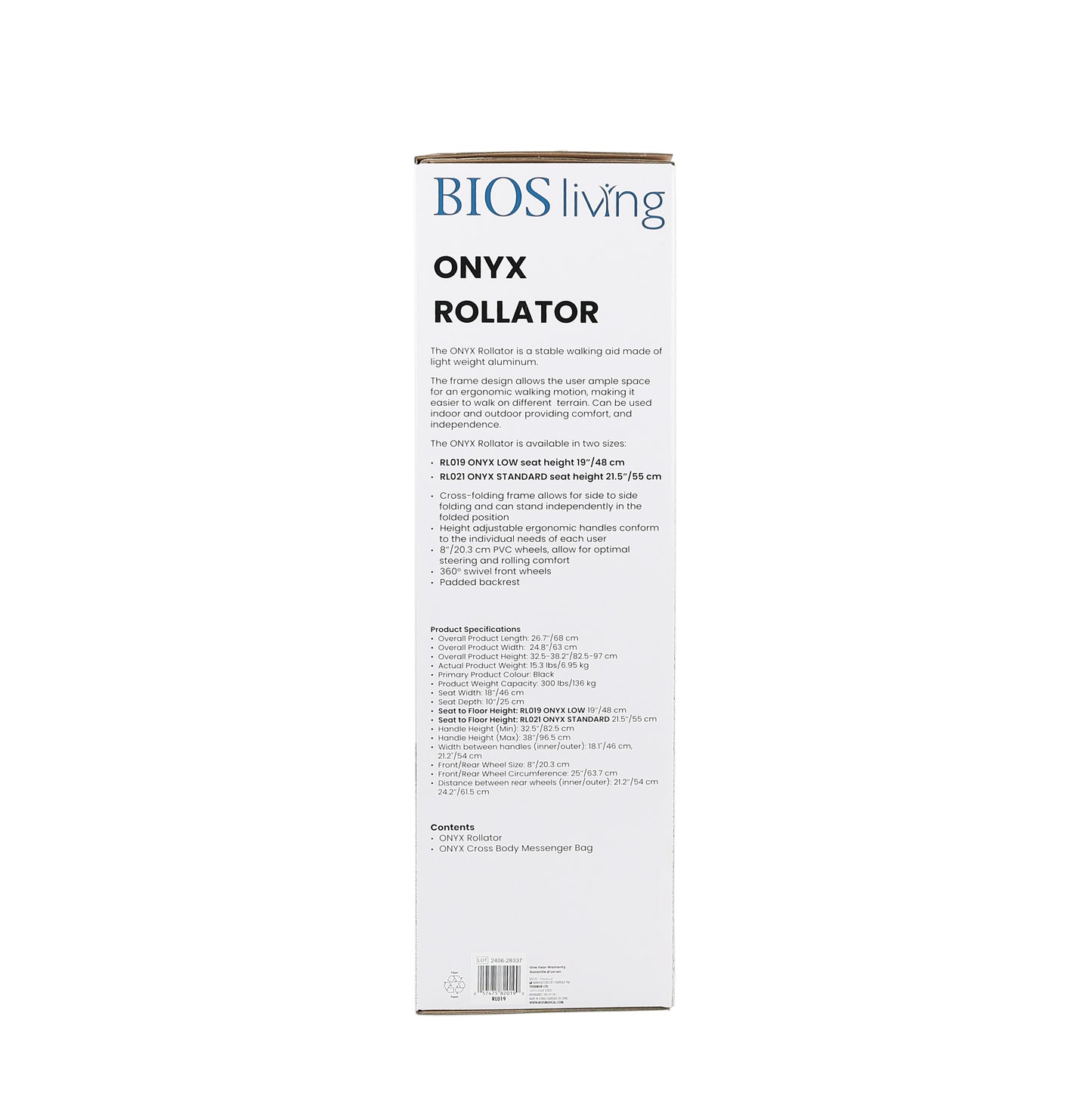 ONYX Rollator Packaging side 1